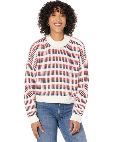 Tommy Hilfiger Adaptive Stripe Sweater With Zipper Closure - Red