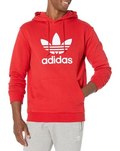 adidas Originals Mens Adicolor Classics Trefoil Hoodie Hooded Sweatshirt - Red