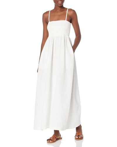 Monrow Hd0483-1-gauze Smocked Long Dress - White