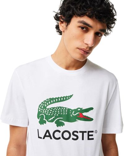 Lacoste Regular Fit Short Sleeve Crew Neck Tee Shirt W/large Croc Graphic On The Front Of The Chest - Green