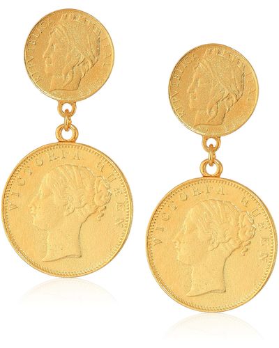 Ben-Amun Ben-amun Moroccan Coin 24k Gold Plated Vintage Earrings - Yellow