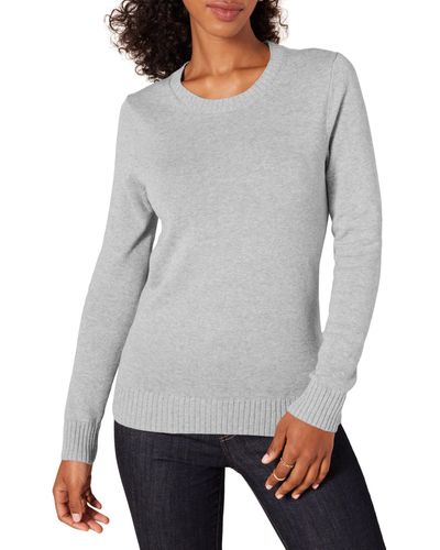 Amazon Essentials Jersey de Cuello Redondo 100% algodón. Pullover-Sweaters - Gris