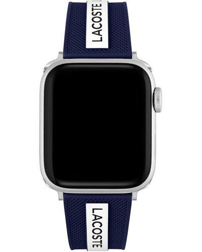 Lacoste Striping Silicone Apple Strap Color: Blue And White - Black