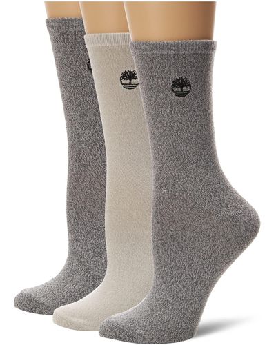 Timberland Timbeland Ladies 3-pair Pack Super Soft Crew Length Socks One Size - Grey