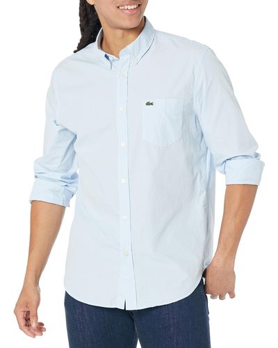 Lacoste Long Sleeve Checked Gingham Button-down Shirt - Blue