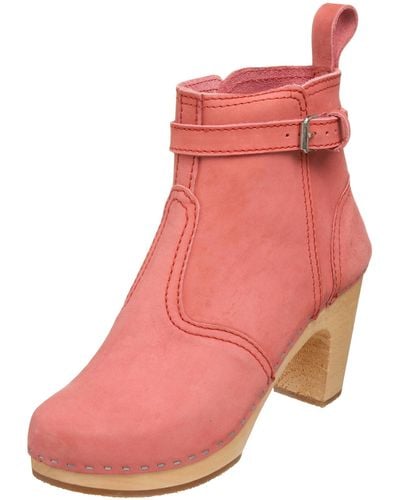 Swedish Hasbeens High Heeled Johdpur Boots,raspberry Red,12 M Us