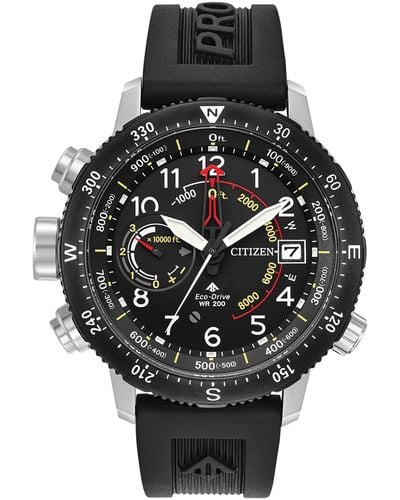 Citizen Eco-drive Promaster Land Altichron Watch In Stainless Steel With Black Polyurethane Strap