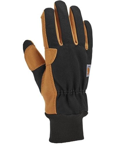 Carhartt Insulated Duck Synthetic Leather Knit Cuff Glove - Black