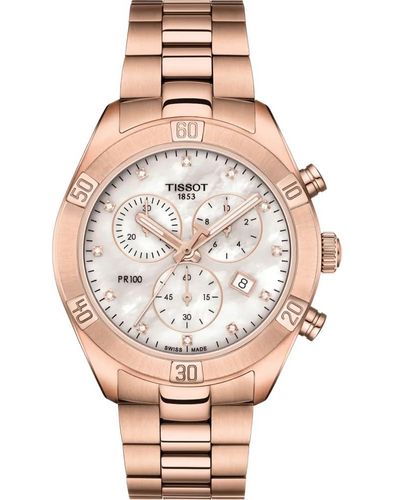 Tissot Womens Pr 100 Sport Chic Stainless Steel Casual Watch Rose Gold T1019173311600 - Pink