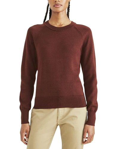 Dockers Classic Fit Long Sleeve Crewneck Sweater, - Red