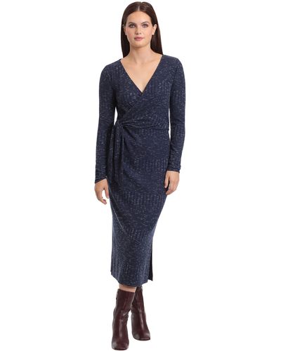 Maggy London Sweater Knit Midi Dress - Blue
