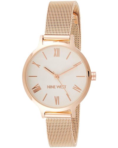 Nine West Sunray Dial Mesh Bracelet Watch - Metallic