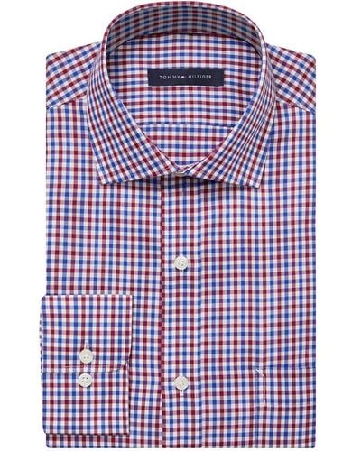 Tommy Hilfiger Non Iron Regular Fit Check Spread Collar Dress Shirt - Multicolor