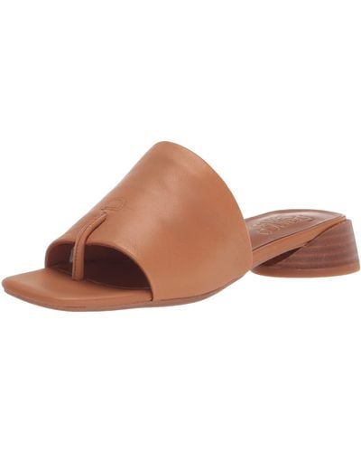 Franco Sarto S Loran Slide Sandal Cognac Brown Leather 8.5m - Black