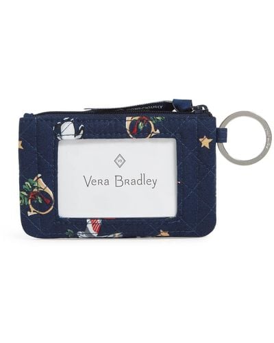Vera Bradley Cotton Zip Id Case Wallet - Blue