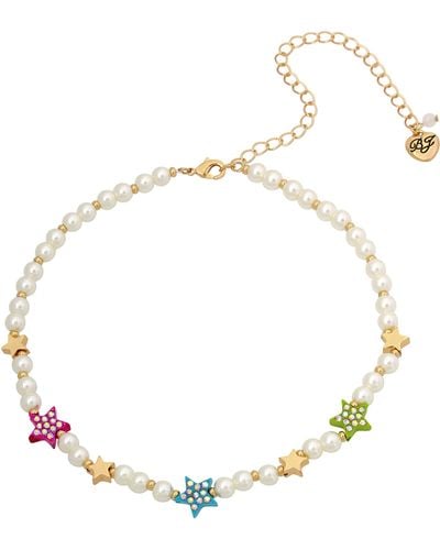 Betsey Johnson Star Pearl Collar Necklace - Metallic
