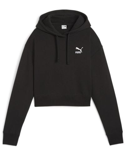 PUMA Better Classics Cropped Hoodie Sweatshirt - Black