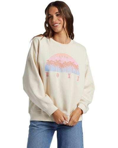 Roxy Morning Hike Fleece Sweatshirt Pullover Sweater - White
