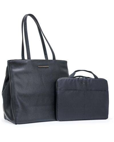 Kenneth Cole Marley 's Pebble Vegan Leather 16" Laptop Tote With Removeable 14" Laptop Sleeve - Blue