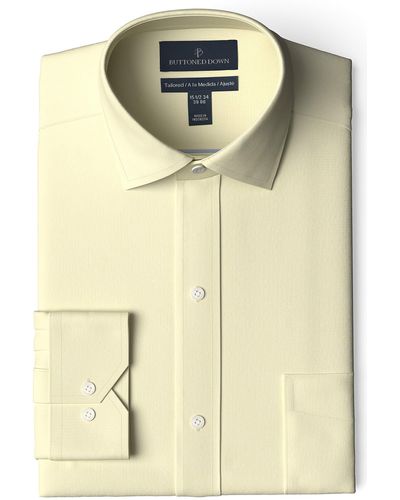 Buttoned Down Tailored-fit Spread Collar Pinpoint Non-iron Dress Shirt With - Metallic