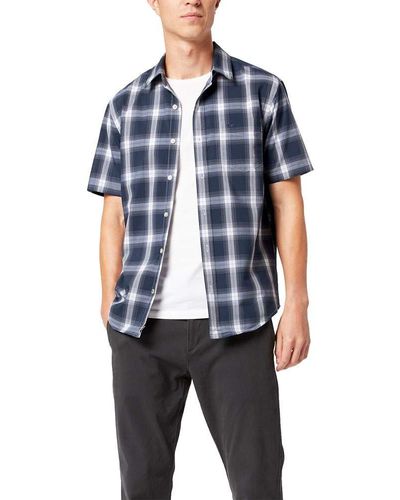 Dockers Classic Fit Short Sleeve Signature Comfort Flex Shirt - Blue