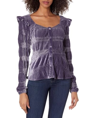Kendall + Kylie Kendall + Kylie Button Down Ruffle Top - Purple