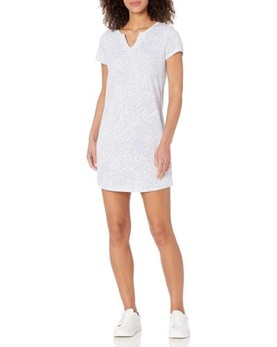 Andrew Marc Short Sleeve Knit T-shirt Dress - White