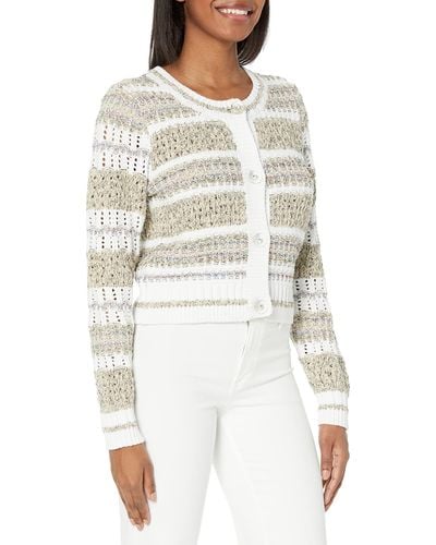 Ramy Brook Carmen Sequin Knit Cardigan Sweater - White
