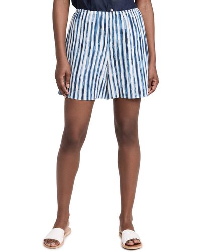 Vince Painterly Stripe Pull On Shorts - Blue