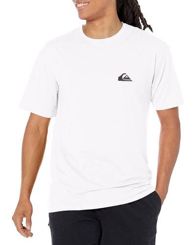 Quiksilver Mens Solid Streak Short Sleeve Rashuguard Upf 50 Sun Protection Surf Rash Guard Shirt - White