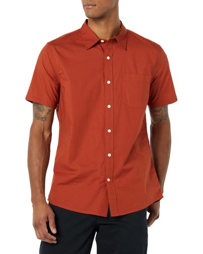 Goodthreads Standard-fit Short-sleeve Stretch Poplin Shirt - Red