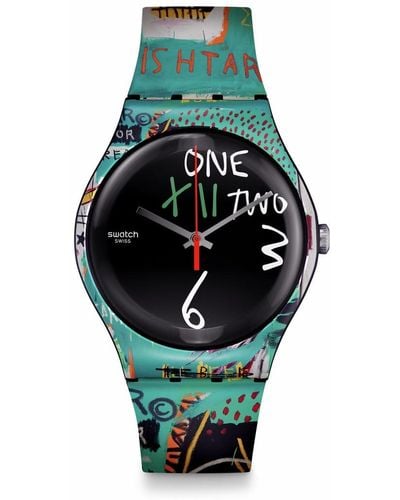 Swatch Ishtar By Jean-michel Basquiat Quartz Watch - Green