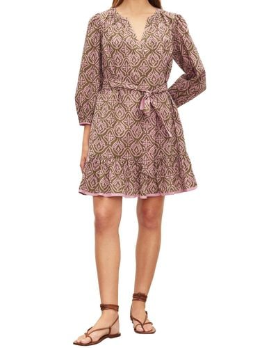 Velvet By Graham & Spencer Kenley Mosaic Cotton Short Dress - Multicolor