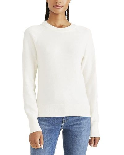 Dockers Classic Fit Long Sleeve Crewneck Sweater, - White