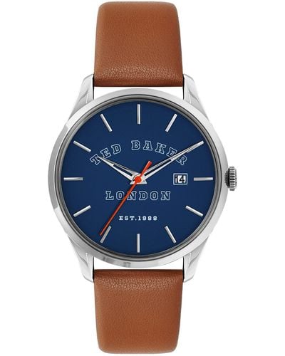 Ted Baker Leytonn Tan Leather Strap Watch - Blue