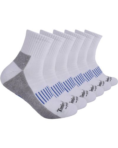 Timberland 6-pack Half Cushioned Quarter Socks - White