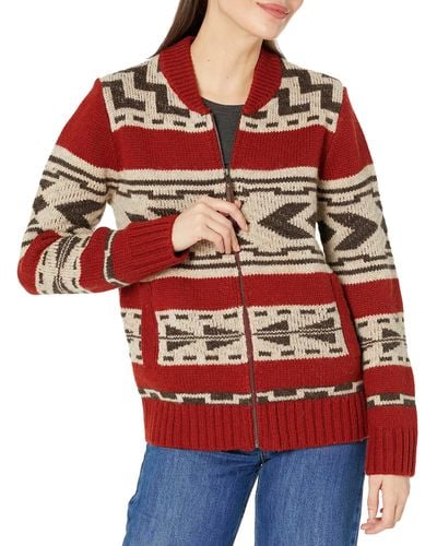 Pendleton Graphic Shetland Zip Sweater - Red