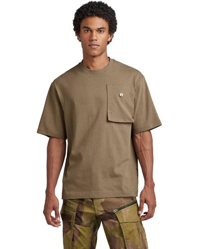 G-Star RAW Boxy Chest Pocket Short Sleeve T-shirt - Brown
