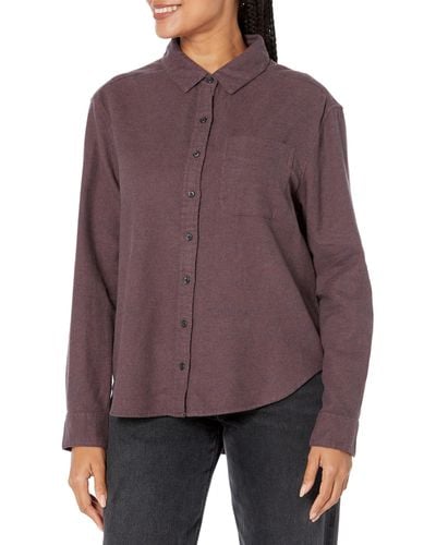 Pendleton Long Sleeve Boyfriend Fit Cotton Flannel Shirt - Purple