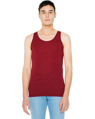 American Apparel Mens Tri-blend Sleeveless Tank Shirt - Red