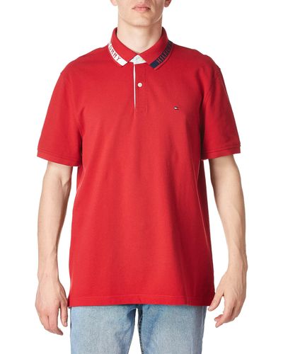 Tommy Hilfiger Mens Flag Pride In Custom-fit Polo Shirt - Red