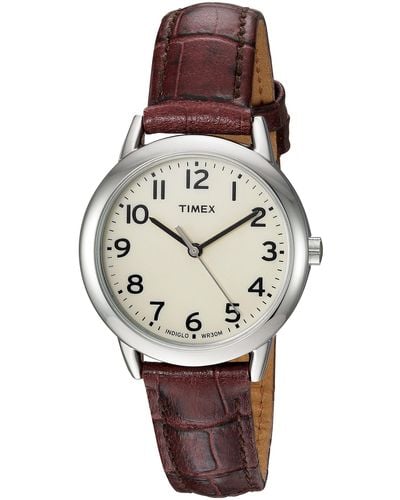 Timex Tone Case Cream Dial With Brown Croco Leather