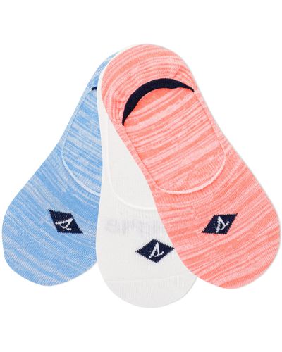 Sperry Top-Sider Sneaker Liner Socks-3 Pair Pack-non-slip Heel Gripper - Multicolor