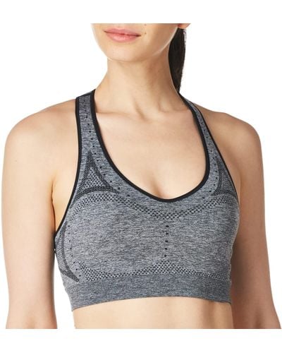 Hanes Seamless Racerback Moderate-support Sports Bra With Cooldri Moisture-wicking - Gray