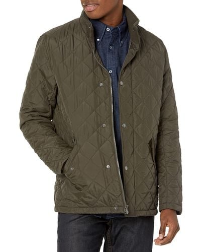Cole Haan Stand Collar Quilted Jacket - Green