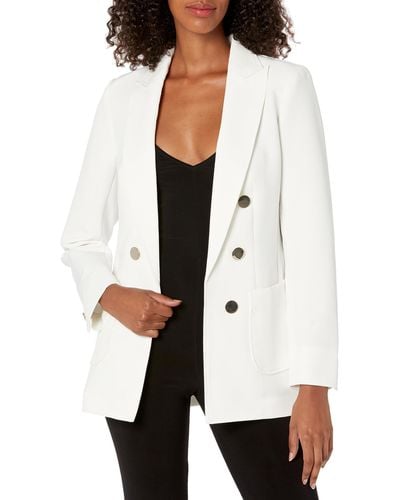 Anne Klein Anne Stretch Faux Double Breasted Patch - White