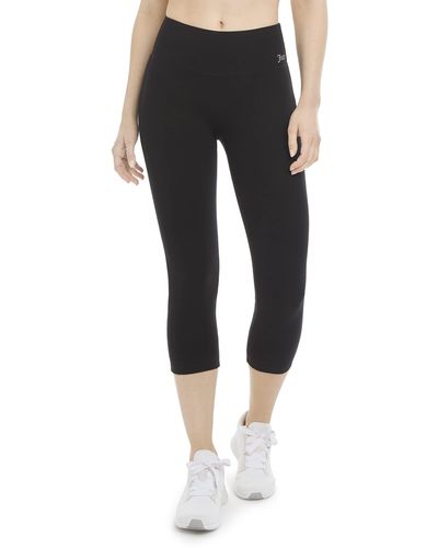 Juicy Couture Womens Essential High Waisted Cotton Crop Leggings - Black