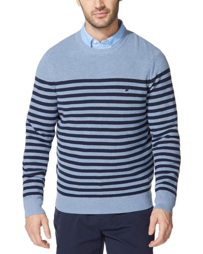 Nautica Stripe Knit Sweater - Blue