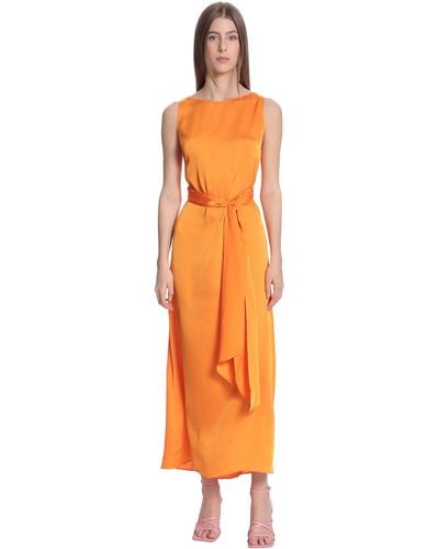 Donna Morgan Sleek Sophisticated Sleeveless Maxi With Multi-wear Tie Event Party Occasion Guest Of - Orange