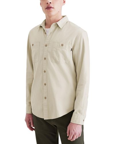 Dockers Regular Fit Long Sleeve Two Pocket Work Shirt, - Natural